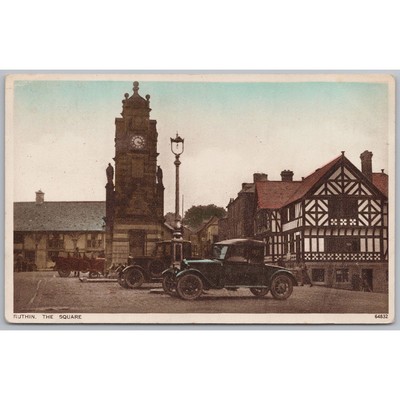 RUTHIN Denbighshire alte Autos auf der Uhr Farbpostkarte