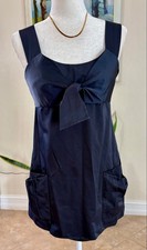 Vera Wang Lavender Label Navy Mini Dress with Bow Detail S, satin. Wedding guest