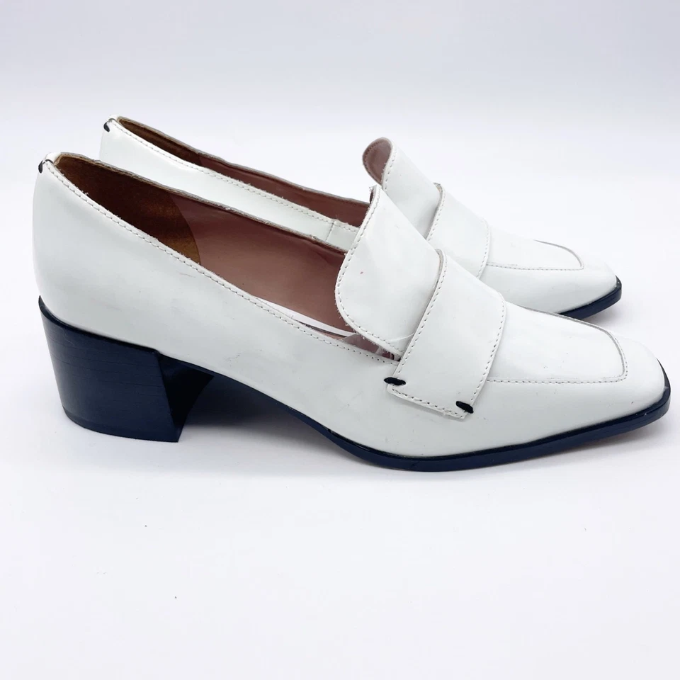 Mocasín para mujer Linea Paolo de cuero Casey con tacón ancho blanco talla 5 Foto 4 de 4