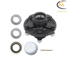 For 2000 lbs 1" Straight Spindles Trailer Hub Assembly Kit 5 on 4.5" Bolt Circle