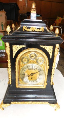 ANTIQUE ENGLISH DOUBLE CHAIN FUSEE BRACKET CLOCK, 8 DAY, 1882 8&9 BELL STRIKEgro