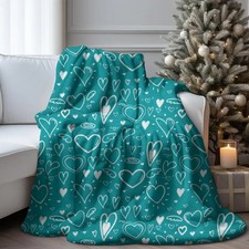 Heart Pattern Velveteen Plush Blanket Valentine Decor