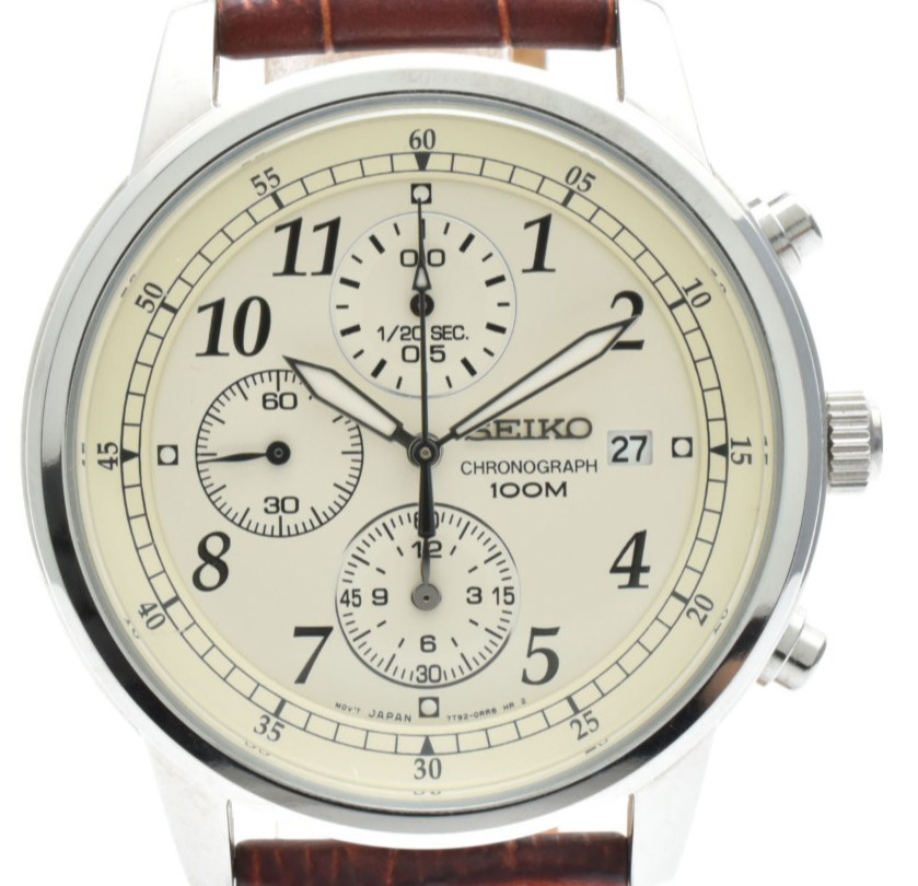 White [Exc+5] Men's Dial Quartz Chronograph JAPAN Watch 40mm 7T92-0LT0 SEIKO - vintagewatches.pk