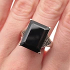 Chuck Clemency 925 Sterling Silver Vintage Real Black Onyx & Ruby Ring Size 8
