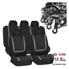 Car Seat Covers Full Set, Breathable Non-Slip Vehicle Front Rear Seat Grey