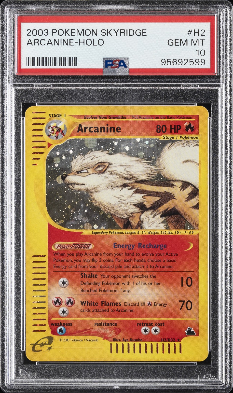 2003 POKEMON SKYRIDGE #H2 ARCANINE-HOLO PSA 10