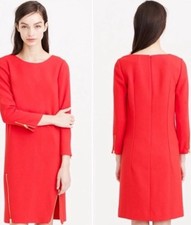 J. CREW Women’s Sz 00 Red Shift Valentines Holiday Party Mini Dress Gold Zipper