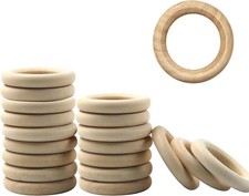 20PCS Unfinished Wooden Rings, 40mm/1.6" Natural Smooth Wooden Circles Rings for