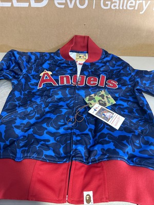 Bape A Bathing Ape x Mitchell & Ness  Angels Jacket Blue Red Size L Nwt