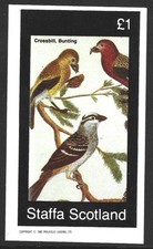 Staffa Scotland, 1982, £1 Birds, Crossbill Bunting, MNH Imperf M/S Sheet #M2454