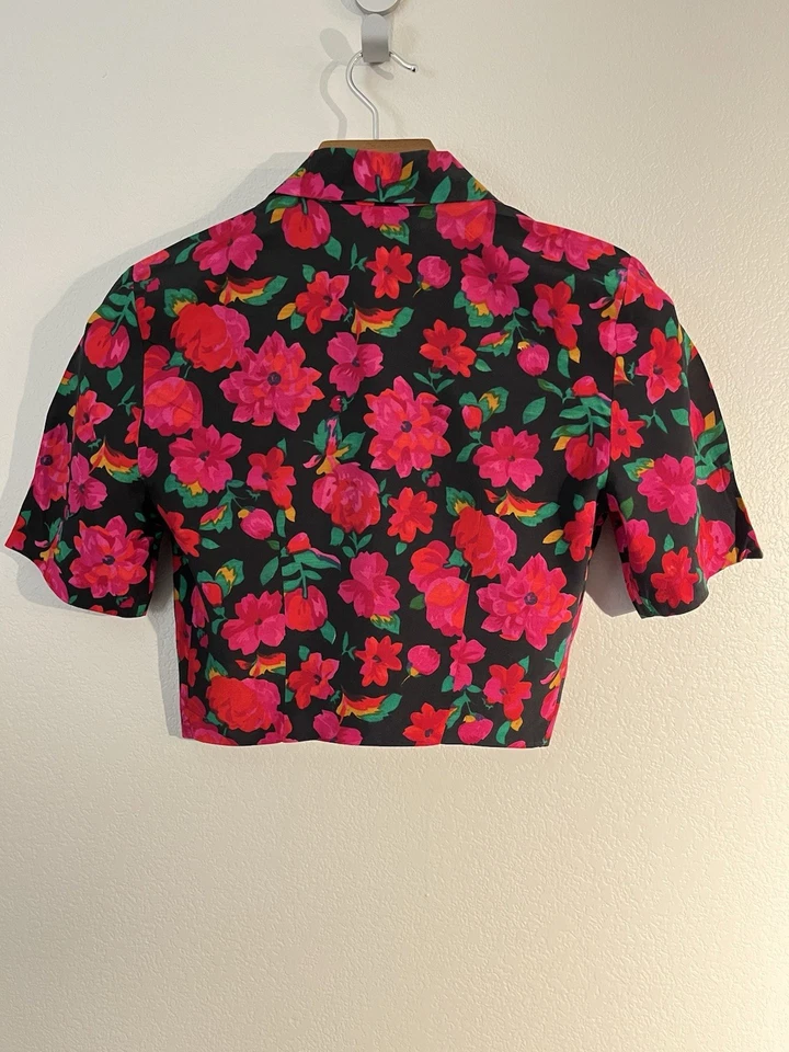 Traje Corto Rampage Vintage Años 80 Multicolor Estampado Floral 100% Rayón Talla Pequeña S Foto 4 de 4