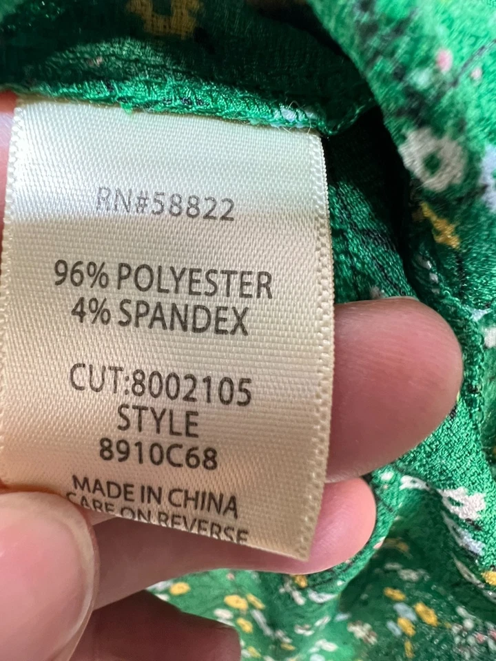 Maxi Vestido Max Studio Mujer en Niveles Manga Corta Volantes Calado Talla M Verde Floral Foto 4 de 4