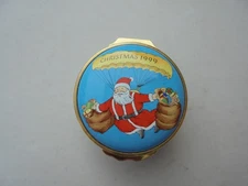  Halcyon Days Enamel Trinket Box Christmas 1999 Excellent