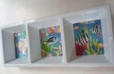 VTG NEW DIVIDED SERVING DISH TROPICAL FISH CORAL REEF SAKURA EVOLUTION 15 X 6" X