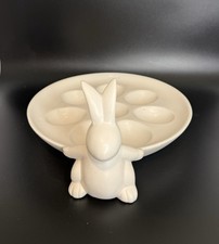 White Bunny Rabbit Ceramic 8- Deviled Egg Platter Manufactured for Jo-Ann Stores