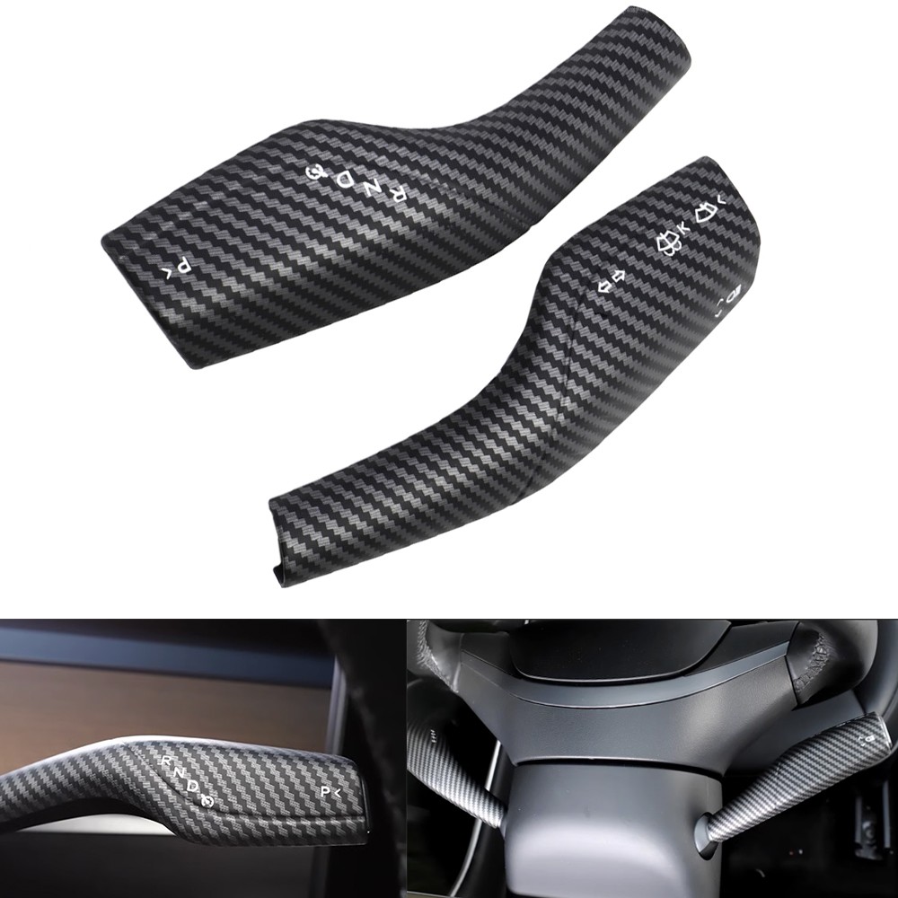 Car Steering Wheel Gear Shift Covers Matte Carbon Fiber Look for Tesla Model 3/Y
