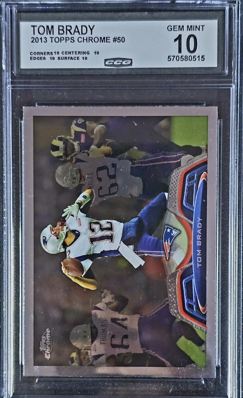 🏈 2013 TOM BRADY Topps Chrome Refractor #50 GEM-MT 10 🔥 PATRIOTS 7 time Champ 