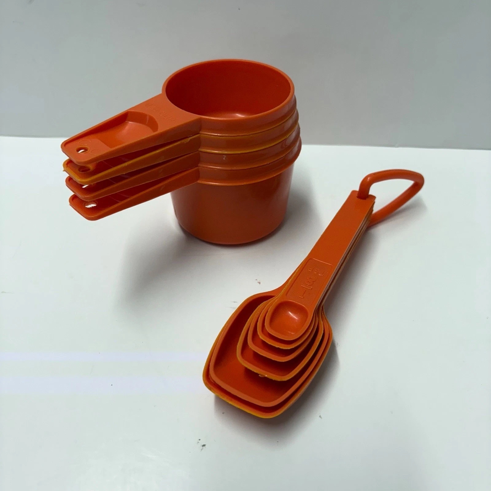 Vintage Tupperware Measuring Cups & Spoons Set Orange