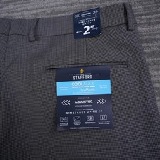 Stafford Dress Pants CoolMax Men Gray Wool Blend Classic New 37x30 Fit 39x29.5