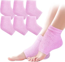 3 Pairs Fuzzy Moisturizing Heel Socks for Dry 3 - Pink 