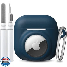 LDSXAY 2 in 1 Silicone Case Compatible with AirPod 4 and AirTag, Shockproof P