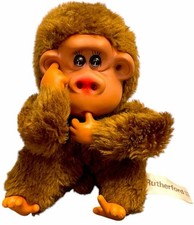 Vintage Russ Berrie Plush Monkey Rutherford III Thumb Suck Stuffed Toy, READ