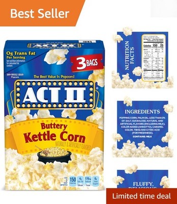 3-Count Buttery Kettle Corn - Quick Microwave Snack for Sweet & Salty Cravings