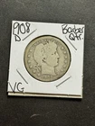 1908 D Barber Silver Quarter Nice VG Very Good U.S. 25c Type Coin (Raw18257)