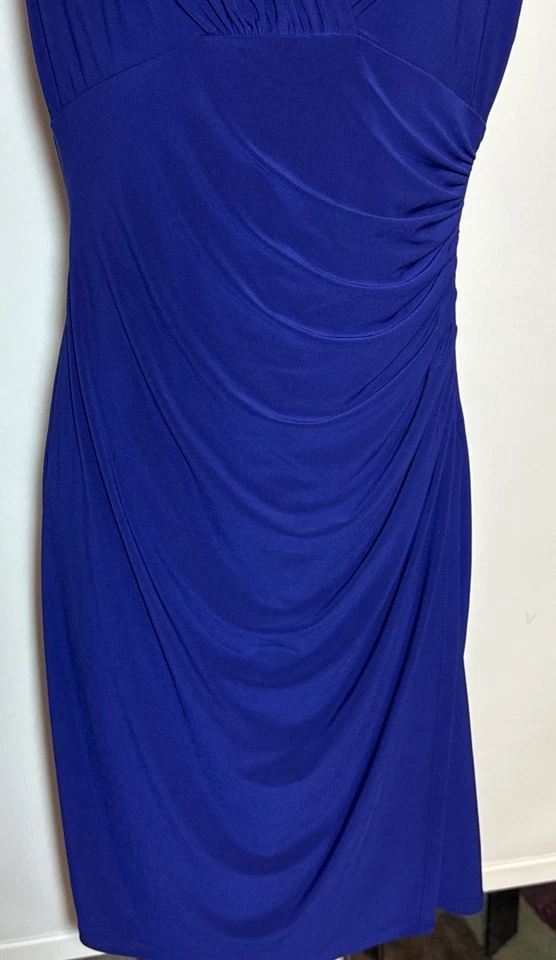 Vestido Lauren Ralph 12 Púrpura Elastizado Noche Fiesta Formal Manga Corta Acanalado Foto 3 de 4