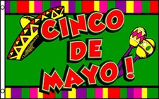 CINCO DE MAYO GREEN / RED POLY 3' X 5' FLAG