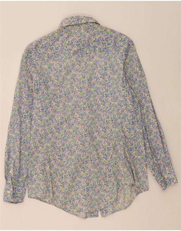 Camisa CACHAREL Mujer Reino Unido 16 Grande Azul Floral Algodón DN59 Foto 2 de 3