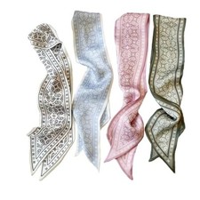 QTMY 4 Pack Purse Scarf for Bags Silk Head Scarf for Hair Handbag Women Scarfs
