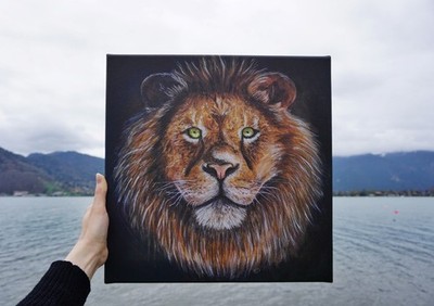 Acrylic Painting Lion Wall Picture Art Painting 40x30cm