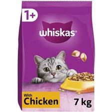 WHISKAS - 1+ Adult Dry Cat Food 7kg Biscuits Made with Chicken Bulk Cat Food Bag 3.97 per kilo