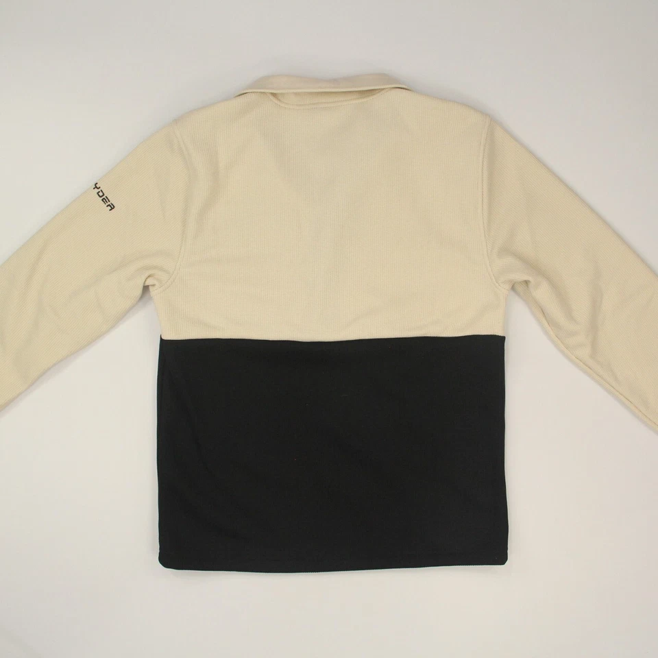 Chaqueta polar Spyder para hombre 1/4 cremallera tejido gofre talla mediana crema/negro logotipo nueva con etiquetas Foto 2 de 4