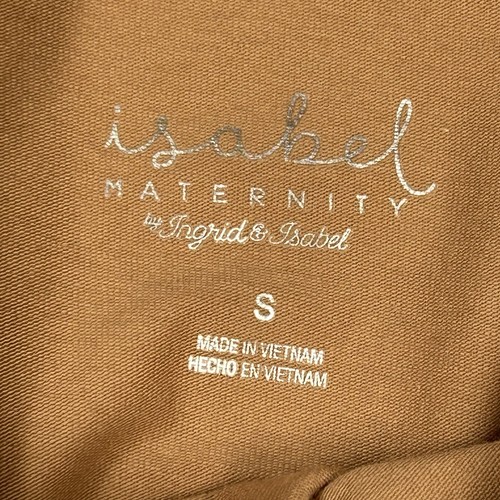 Isabel Maternity Turtleneck Top Size S Long Sleeve Shirred Sides Cotton Tan NWT - Picture 4 of 7