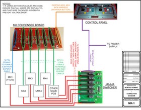 Mortal Kombat Kick Harness Condenser Board for Jamma Arcade with cables