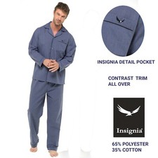 Mens Plain Poly Cotton Pyjama PYJAMAS Traditional  plain  and patterned