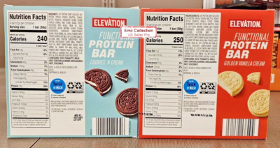 Elevation Functional Protein Bar Cookies Cream \u0026 Golden Vanilla Cream (2  Bars) | eBay