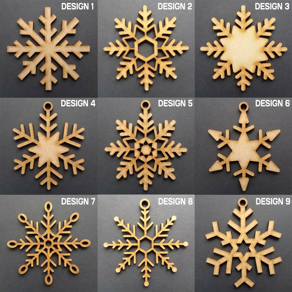 FANCYCRAFTSUK Christmas Snowflakes Decorations MDF Craft Shapes Blanks Xmas Card Making Tree