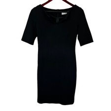 MM.LAFLEUR size 0 classic black sheath dress split neck career office work wear