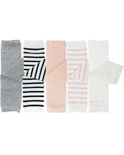 Wrapables Solids and Stripes Baby Leg Warmers, Set of 5, Pinks