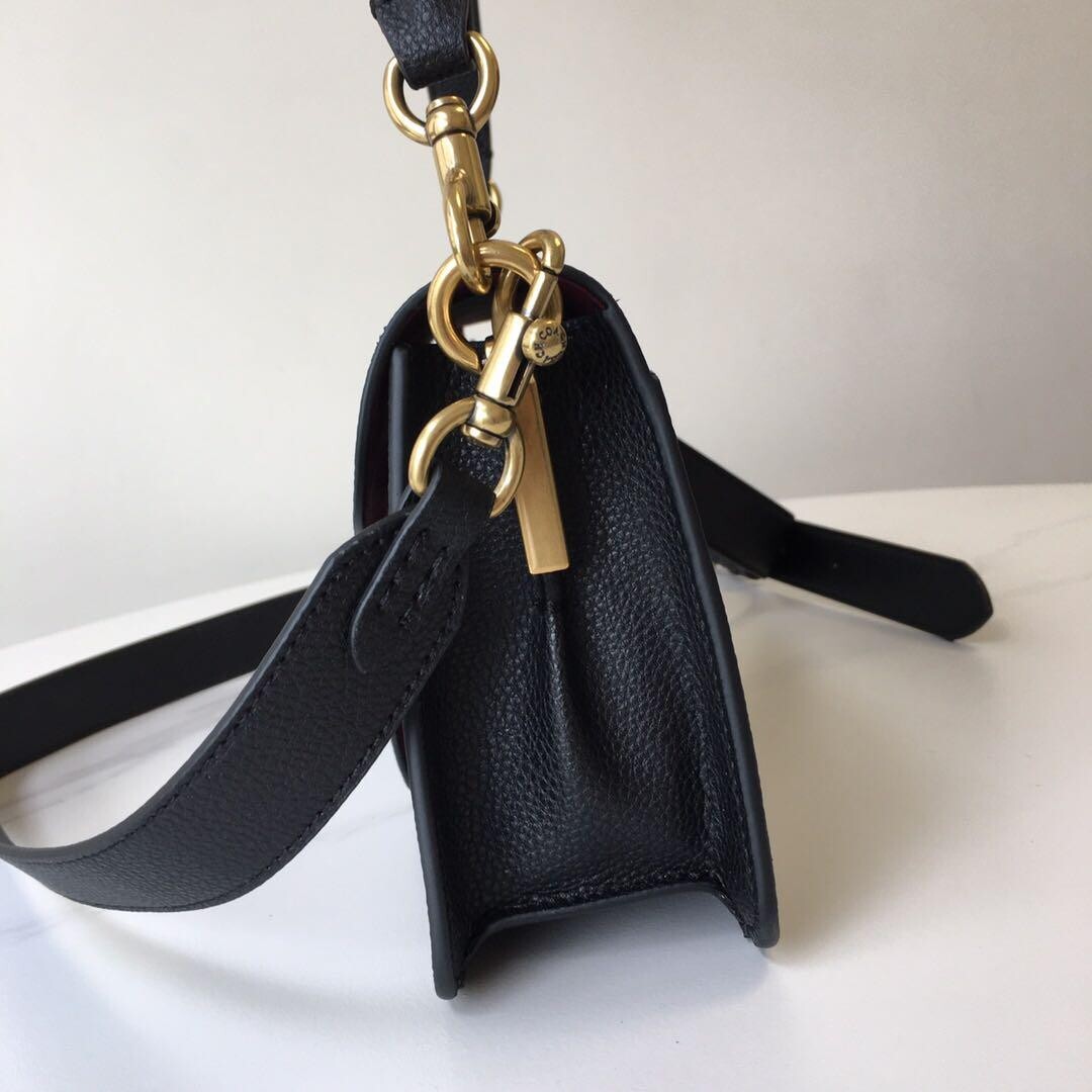 COACH 73995 Tabby Shoulder Bag Black Leather Crossbody Shoulder