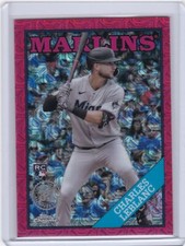 2023 Topps Series 1 1988 Chrome Red Refractor #28 Charles Leblanc Marlins RC 1/5