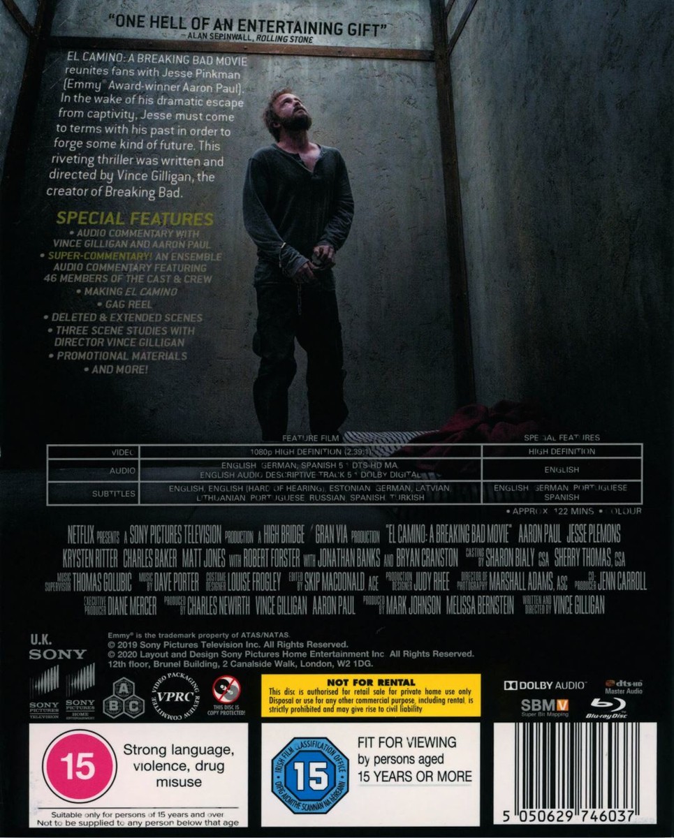 EL CAMINO A Breaking Bad Movie (2019) Blu-Ray BRAND NEW Free Ship