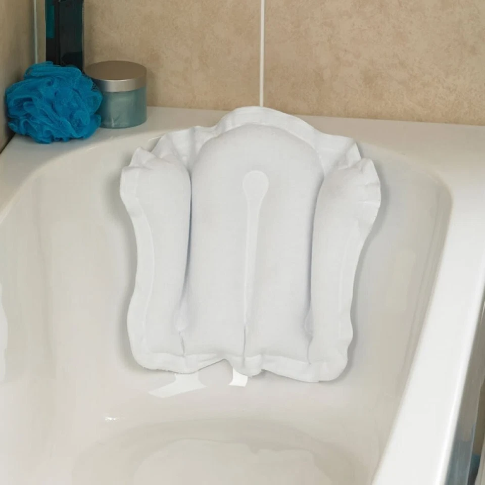 MERIDIAN Terry Towelling Inflatable Bath Pillow: Head, Neck, Cushion, Relax, Suction Cup