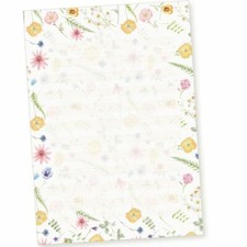 Schreibblock A4 liniert Blumen 4 Stück Block mit feiner LIneatur