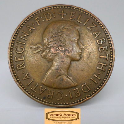 1962 Great Britain Queen Elizabeth II Half Penny Average