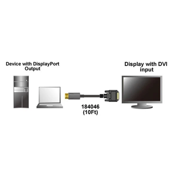 10FT Display Port DP DisplayPort Male to DVI-D 24+1 Pin Dual Link Male Cable  - Image 3 of 3