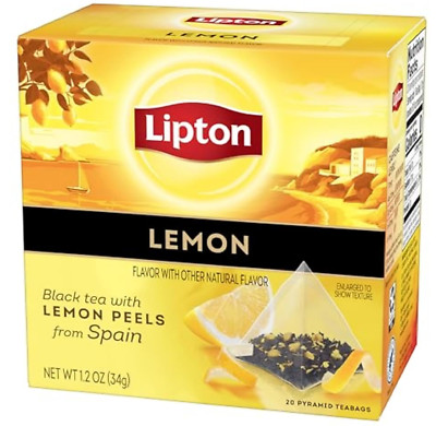 Lipton Lemon Black Tea Pyramid Tea Bags Refreshing Cup of Tea, 20 Total Tea Bags